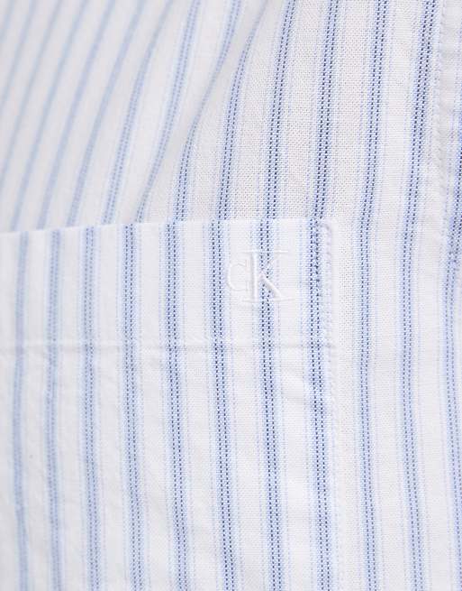 Calvin Klein Jeans oxford shirt in light blue stripe, 3 of 5