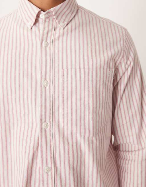 Calvin Klein Jeans oxford shirt in pink stripe, 4 of 5