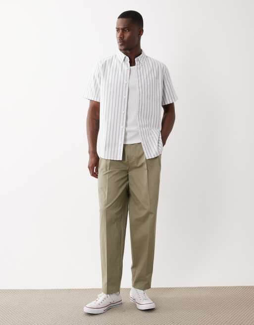 Calvin Klein Jeans oxford shirt in white and grey pinstripe, 2 of 5