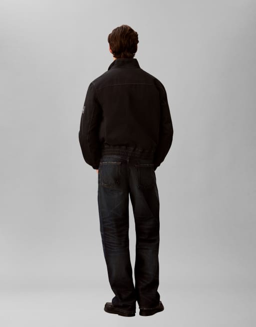 Calvin Klein Jeans padded Harrington jacket with contrast stitch detail in black, 4 of 5