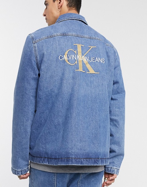 Calvin Klein Jeans padded shirt jacket in blue