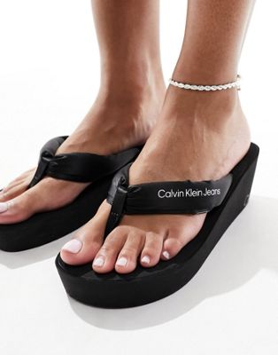 Calvin Klein Jeans Est.1978 Padded Wedge Sandals In Multi-black