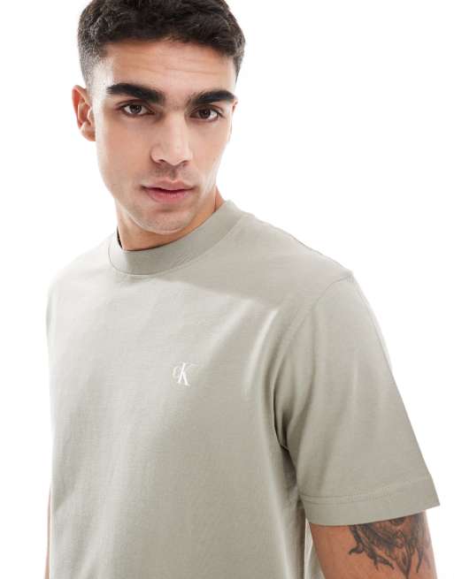 Calvin Klein Jeans paint back print logo t-shirt in stone, 4 of 4