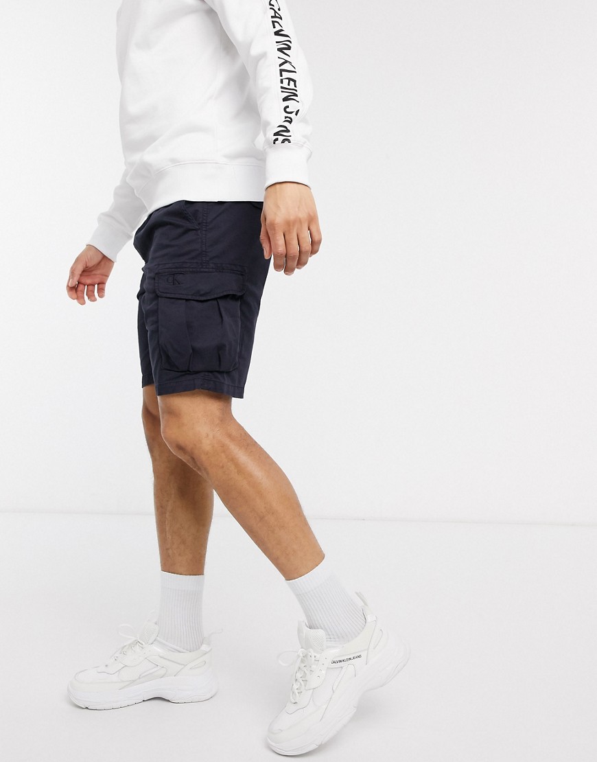 Calvin Klein Jeans - Pantaloncini cargo slavati neri-Navy