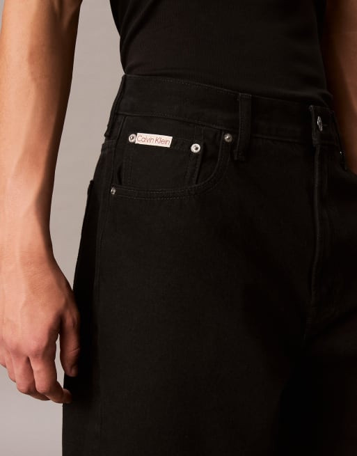 Calvin Klein Jeans - Pantaloncini classici in denim anni '90 neri, 3 di 4