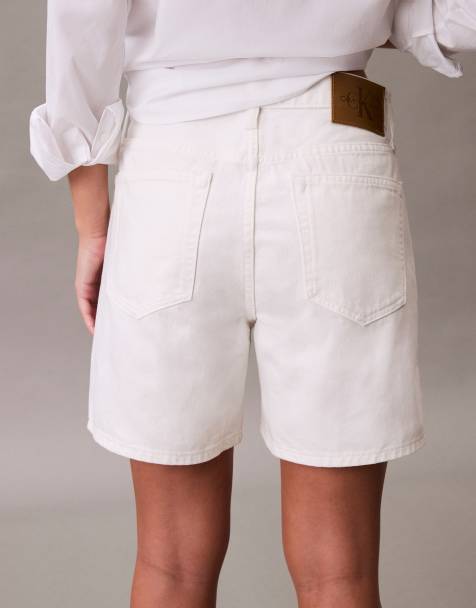 Calvin Klein Jeans - Pantaloncini di jeans anni '90 bianchi con logo - view 1