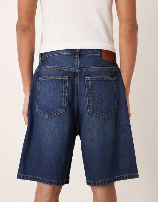 Calvin Klein Jeans - Pantaloncini di jeans anni '90 comodi blu lavaggio scuro, 5 di 5
