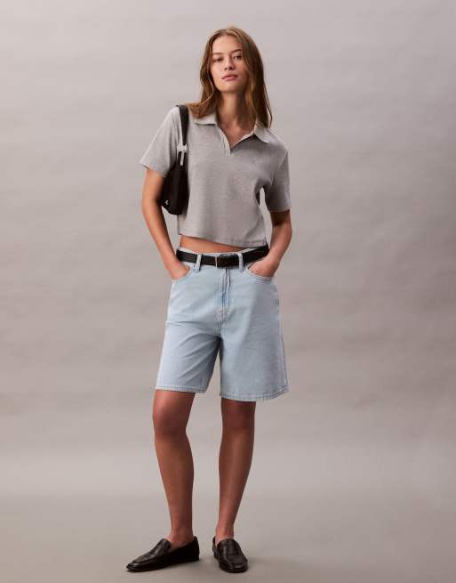 Calvin Klein Jeans - Pantaloncini di jeans comodi lavaggio chiaro, 2 di 4