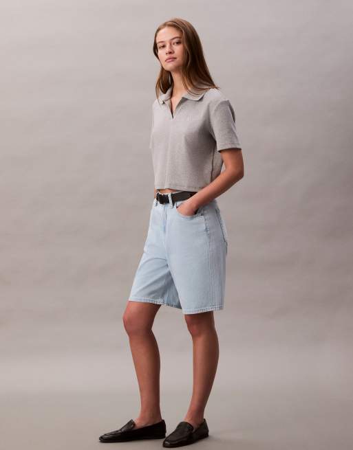 Calvin Klein Jeans - Pantaloncini di jeans comodi lavaggio chiaro, 3 di 4