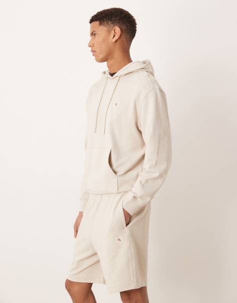 Calvin Klein Jeans - Pantaloncini in spugna color crema con stemma - view 1