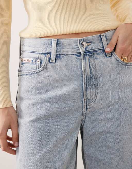 Calvin Klein Jeans - Pantalones cortos vaqueros azul descolorido estilo bermudas, 4 de 5