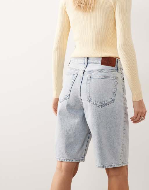 Calvin Klein Jeans - Pantalones cortos vaqueros azul descolorido estilo bermudas, 5 de 5