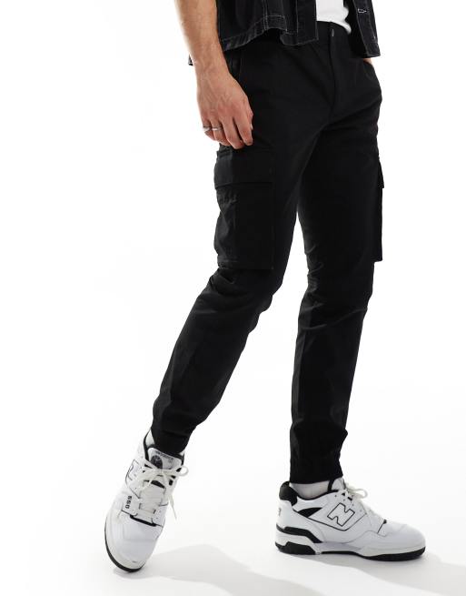 Calvin Klein Jeans - Pantaloni cargo slim neri, 3 di 5