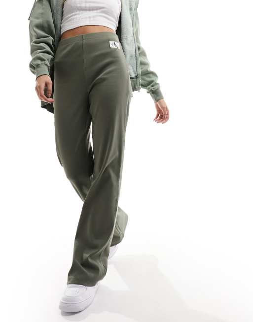 Calvin Klein Jeans - Pantaloni dritti verde oliva con logo