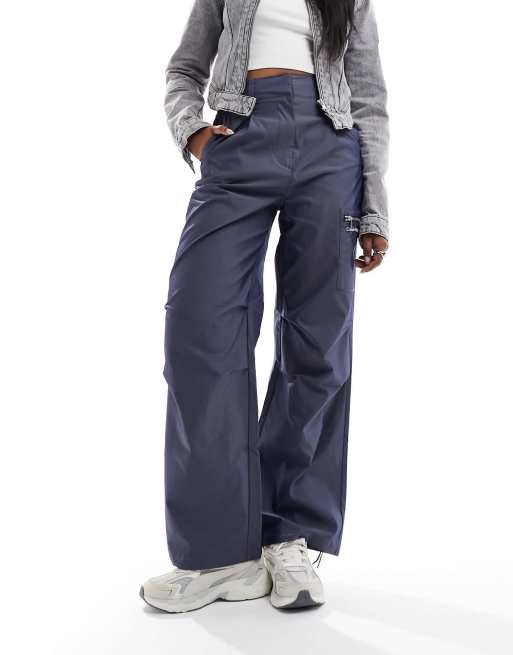 Calvin Klein Jeans TWO TONE PARACHUTE PANT - Trousers - blue grey