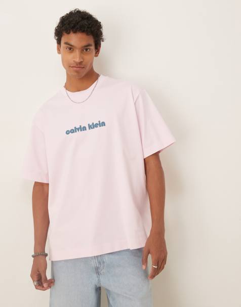 Calvin Klein Jeans – Pastellrosa t-shirt med avslappnad passform och logga - view 1