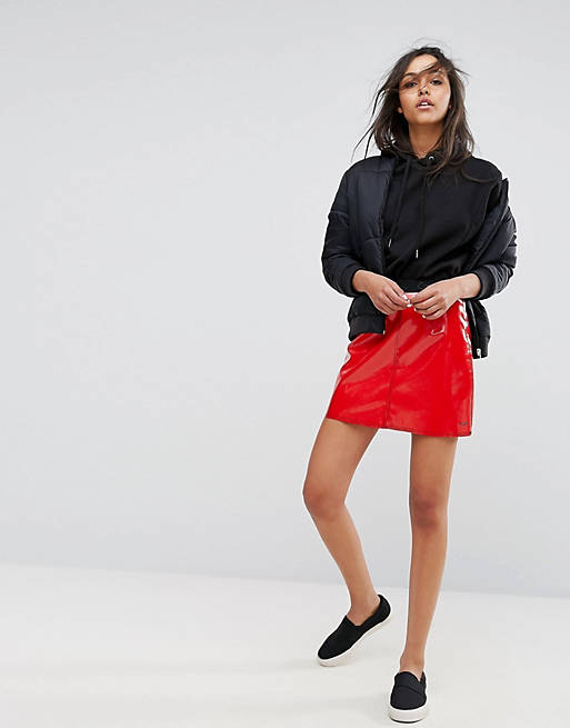 Calvin Klein Jeans Patent Skirt with Tonal Logo Waistband | ASOS