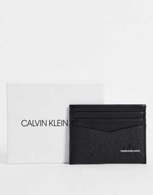 Calvin Klein Jeans pebble logo cardholder in black
