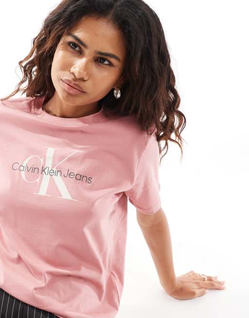 Calvin Klein Jeans - Pink T-shirt med monogramprint, 3 af 4