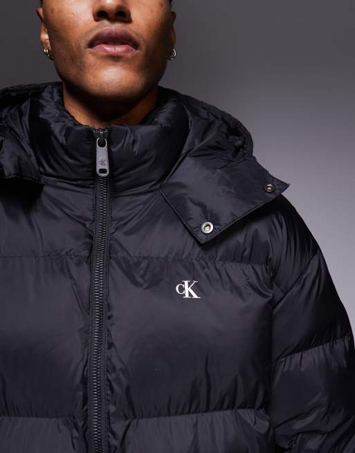 Calvin Klein Jeans - Piumino taglio lungo nero trapuntato, 4 di 5