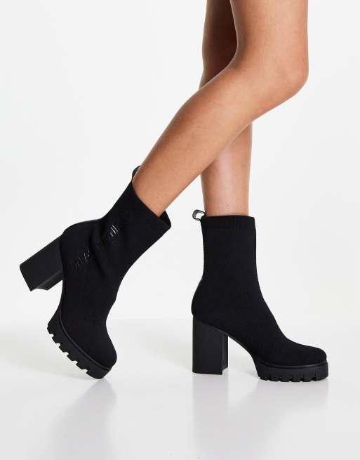 Calvin Klein Jeans platform knit sock boots in black