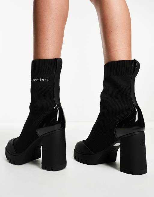 Calvin Klein Jeans 2 PIECE SOLE SOCK BOOT - KNIT Preto - Entrega