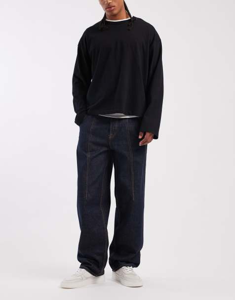 Calvin Klein Jeans pleated wide leg jeans in raw rinse