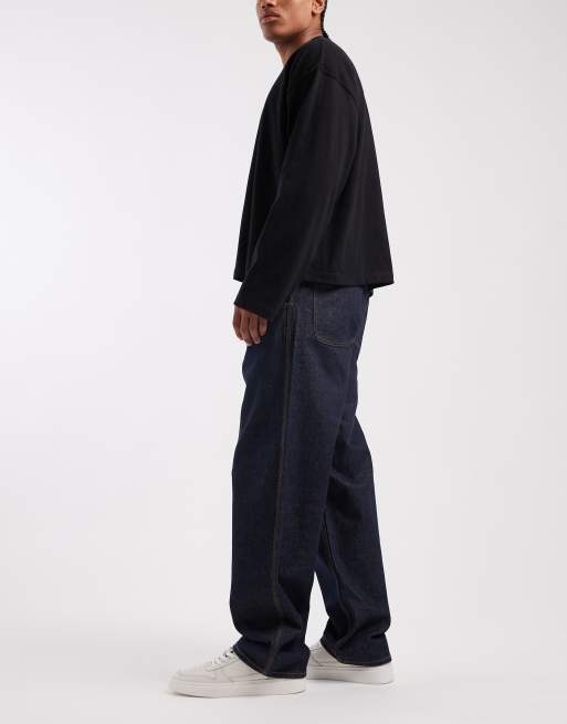 Calvin Klein Jeans pleated wide leg jeans in raw rinse, 2 of 5