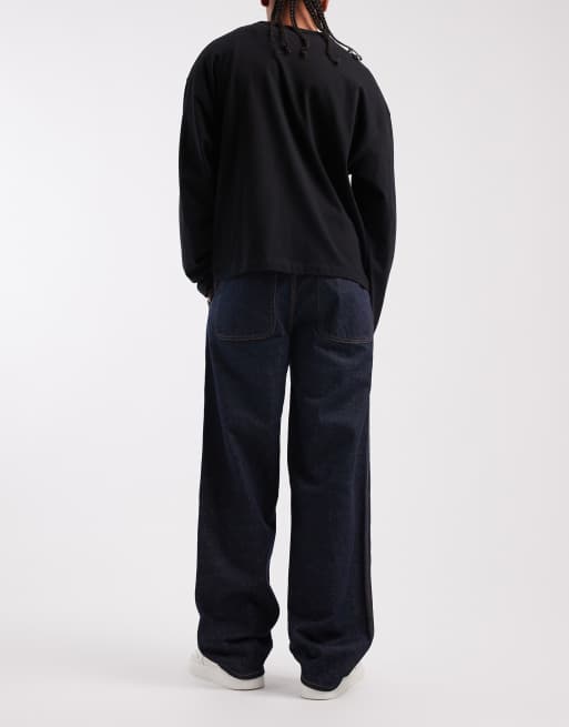 Calvin Klein Jeans pleated wide leg jeans in raw rinse, 3 of 5