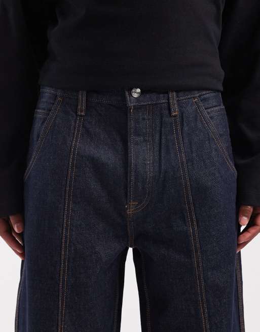 Calvin Klein Jeans pleated wide leg jeans in raw rinse, 5 of 5