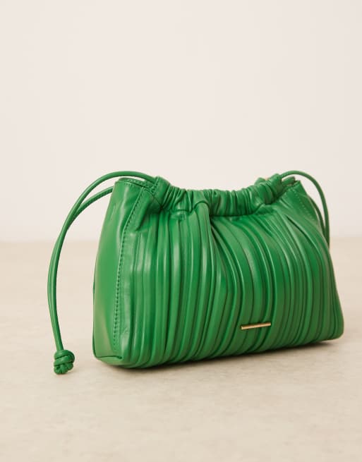 Calvin Klein Jeans plisse cross-body bag in green and gold