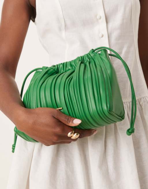 ☆ ☆ Women's CKJ Drawstring Crossbody Light Gree 2023 Women's Leather Crossbody crossbody bag - Casual
