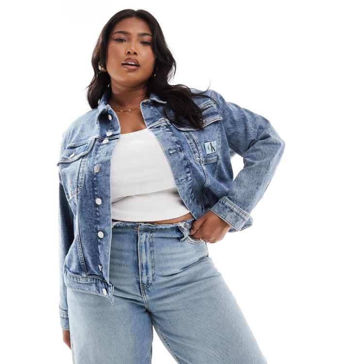 Calvin Klein Jeans Plus – 90er-Jeansjacke in Mittelblau mit