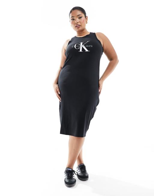 Calvin Klein Jeans Plus archival monogram logo ribbed dress in