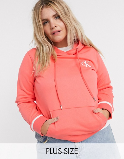 Calvin Klein Jeans Plus CK embroidery hoodie in pink