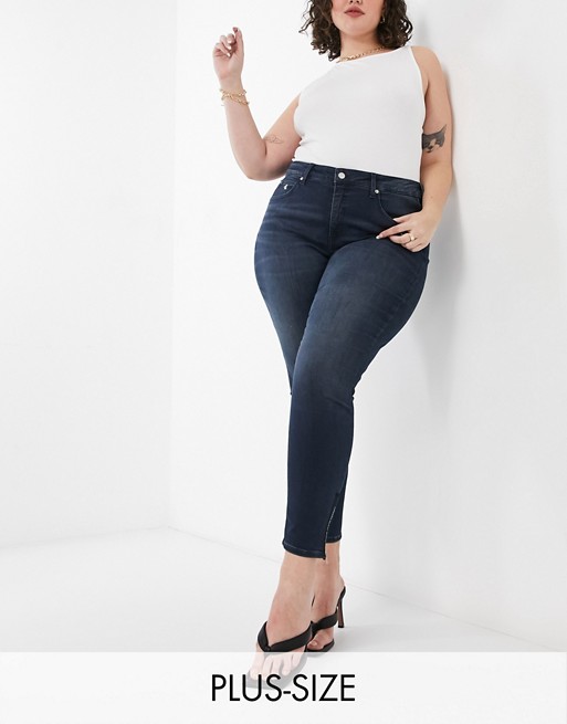 Calvin Klein Jeans Plus high rise skinny jean in blue black