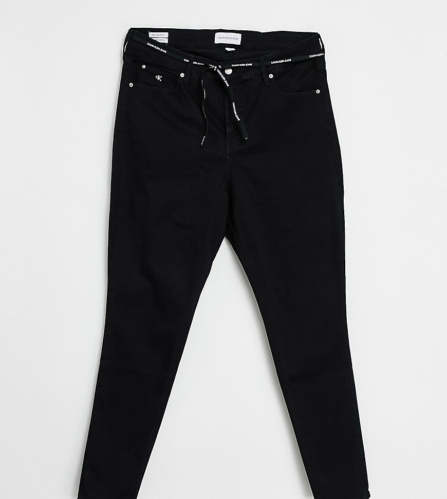 Calvin Klein Jeans Plus High rise skinny jeans in rinsed black