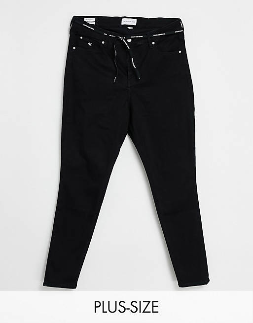 Calvin Klein Jeans Plus High rise skinny jeans in rinsed black