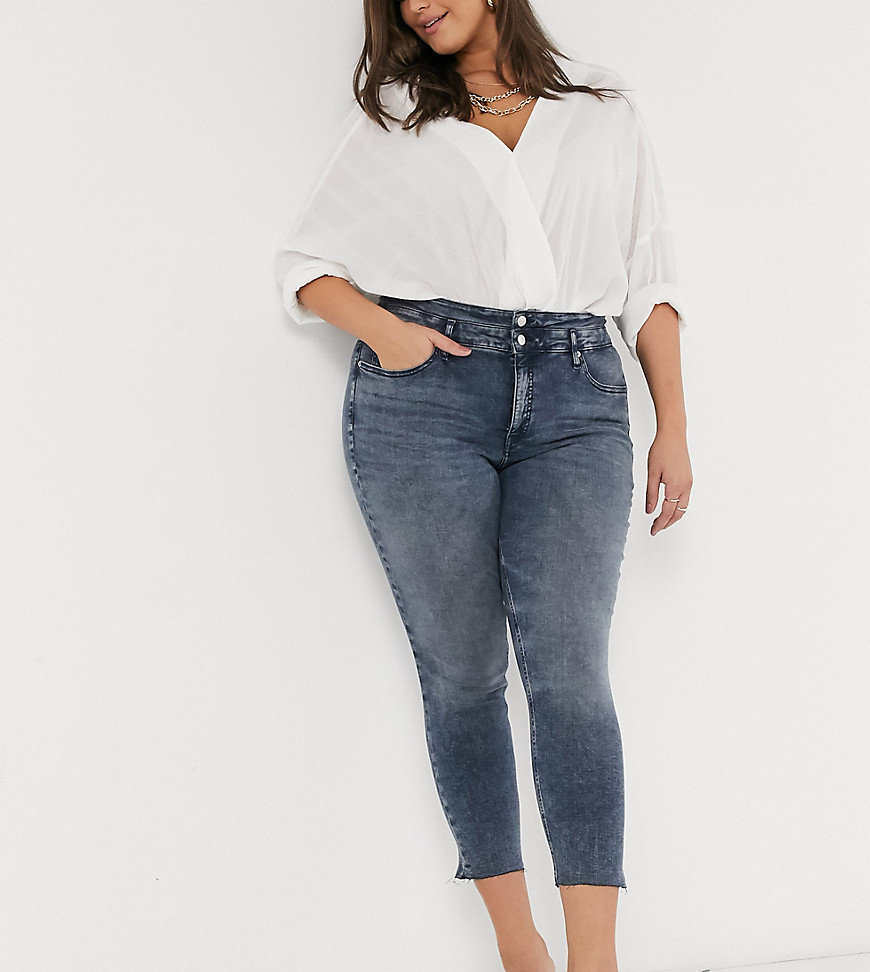 Calvin Klein Jeans Plus - Højtaljede, skinny ankelbukser-Sort