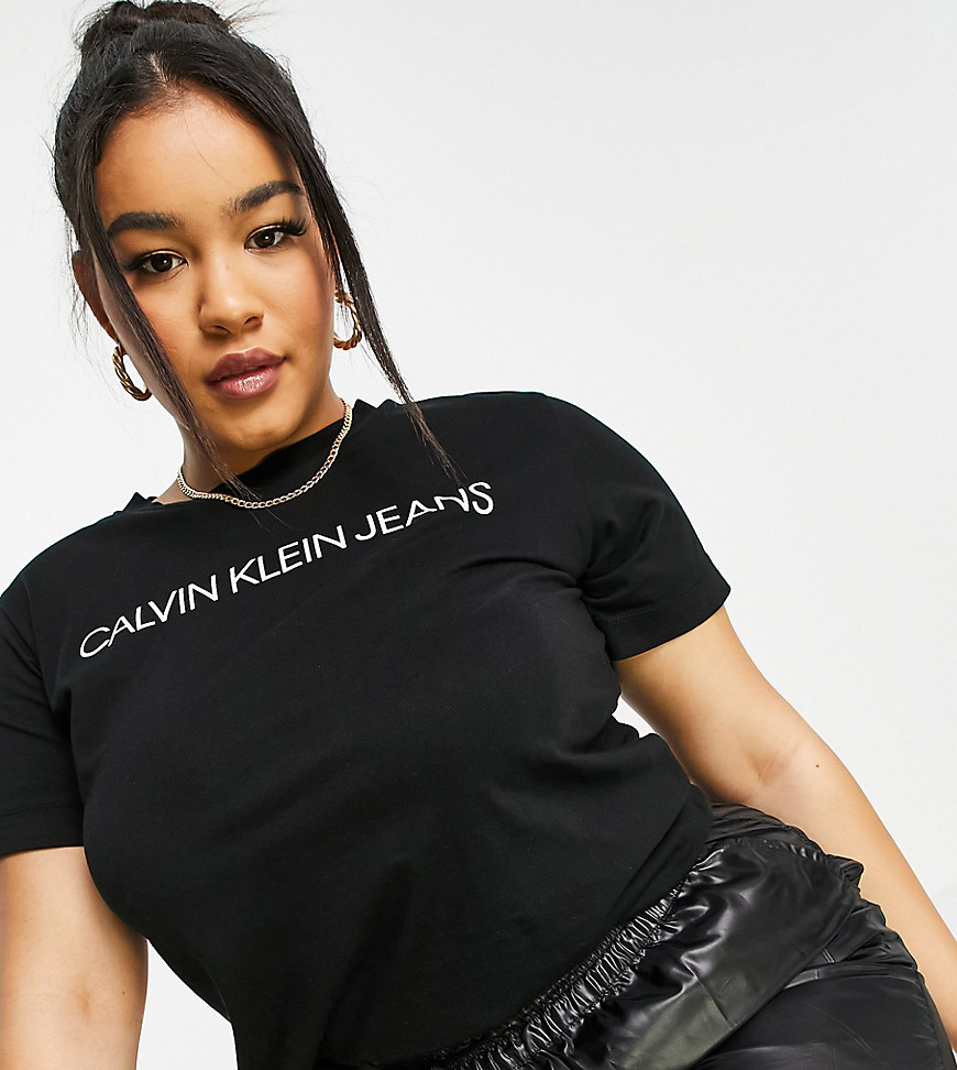 Calvin Klein Jeans Plus institutional logo tee in black