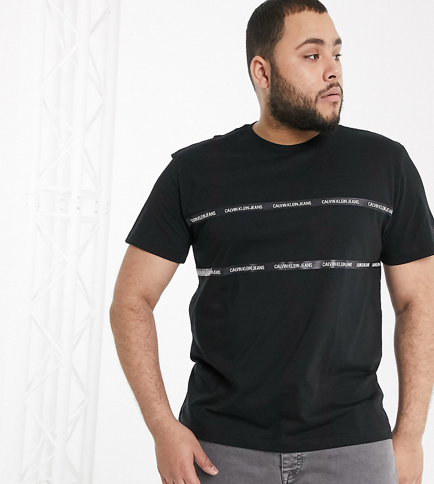Calvin Klein Jeans plus - Institutional - T-shirt met tapedetail in zwart