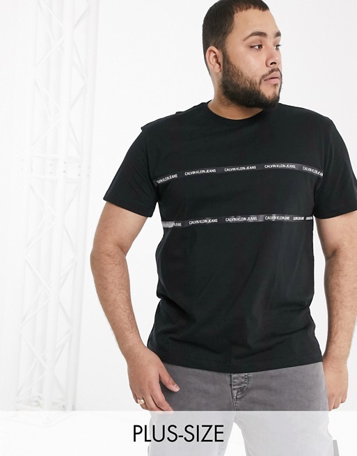 Calvin Klein Jeans plus institutional tape detail t-shirt in black