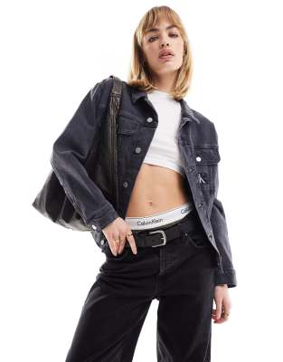 Calvin Klein Jeans Plus - Jeansjacke im 90er-Stil in Schwarz