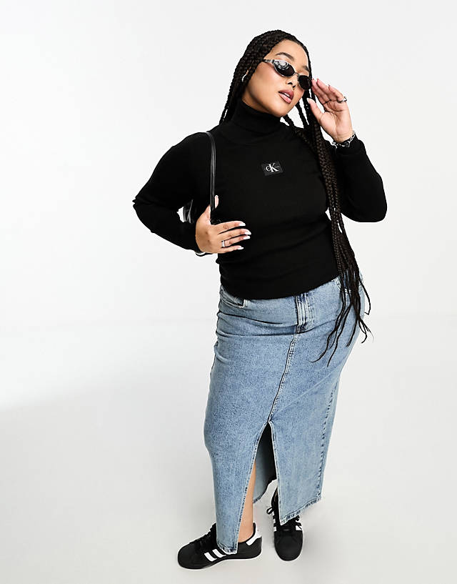 Calvin Klein Jeans - plus label roll neck sweater in black