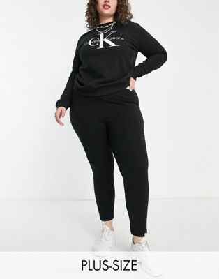 Calvin Klein Jeans Plus logo band legging in black