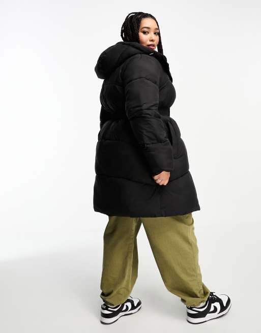 Long black puffer outlet coat plus size