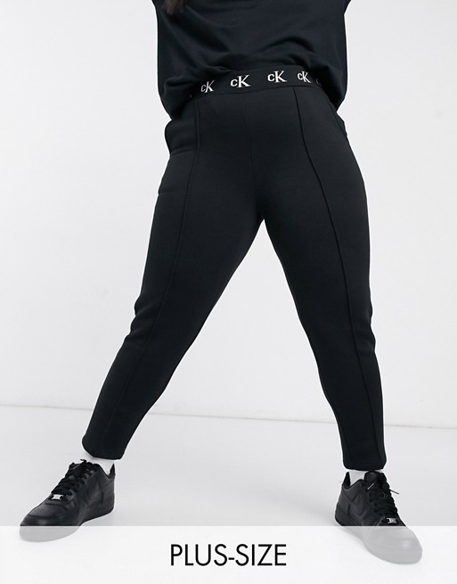 Calvin Klein Jeans Plus logo trim jogger bottom in black