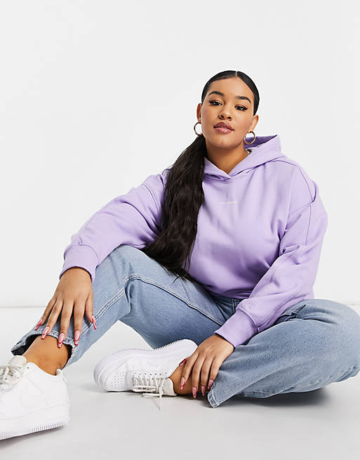 Calvin Klein Jeans Plus micro branding hoodie in lilac | ASOS