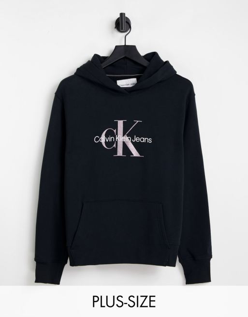 Calvin Klein AOP monogram hoodie in navy exclusive to ASOS