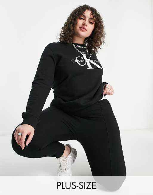 Calvin Klein monogram sweatshirt | black in Plus Jeans ASOS